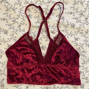 Aerie Crushed Velvet Red Bralette.